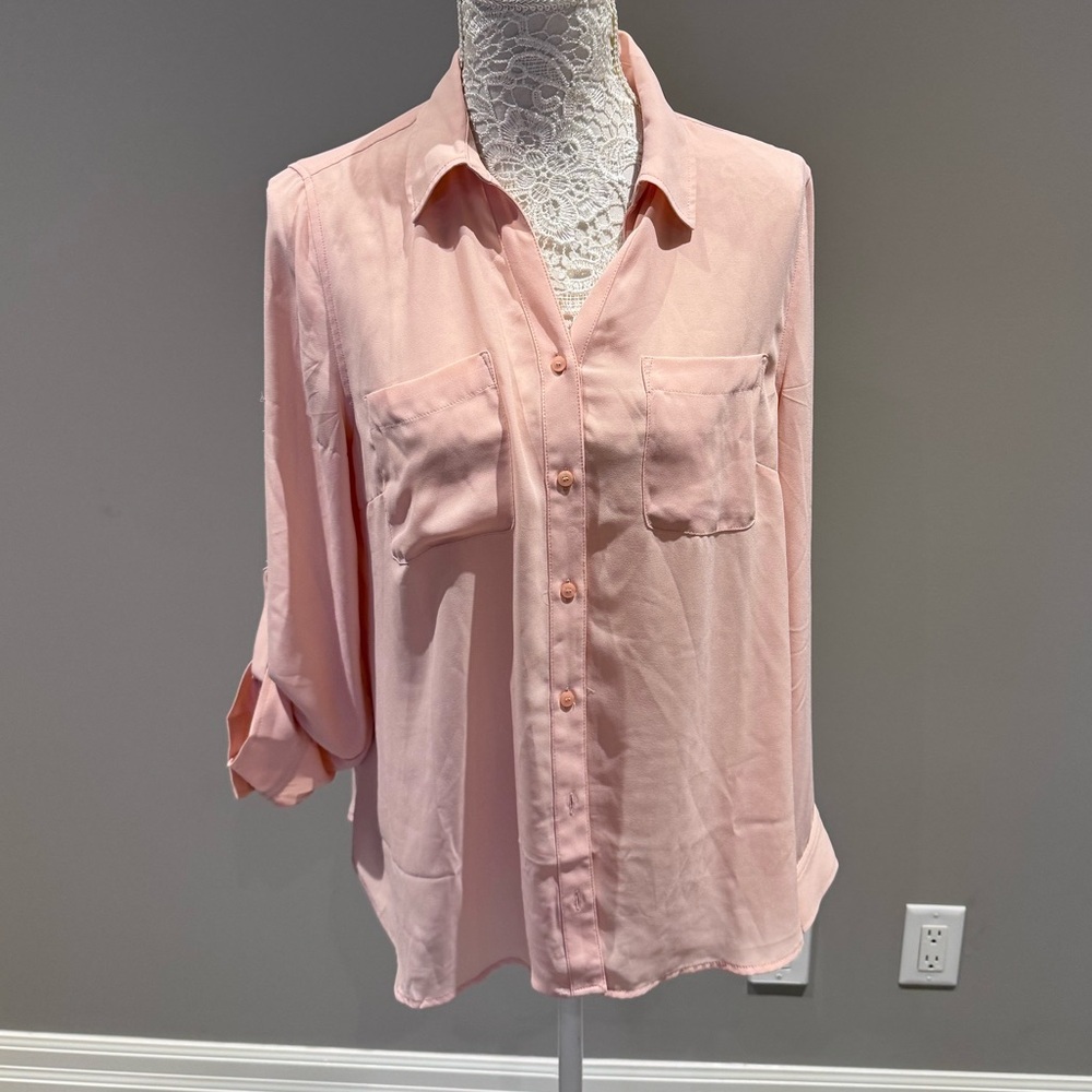 Talbots Pink Button Down Shirt Sz Large Petite